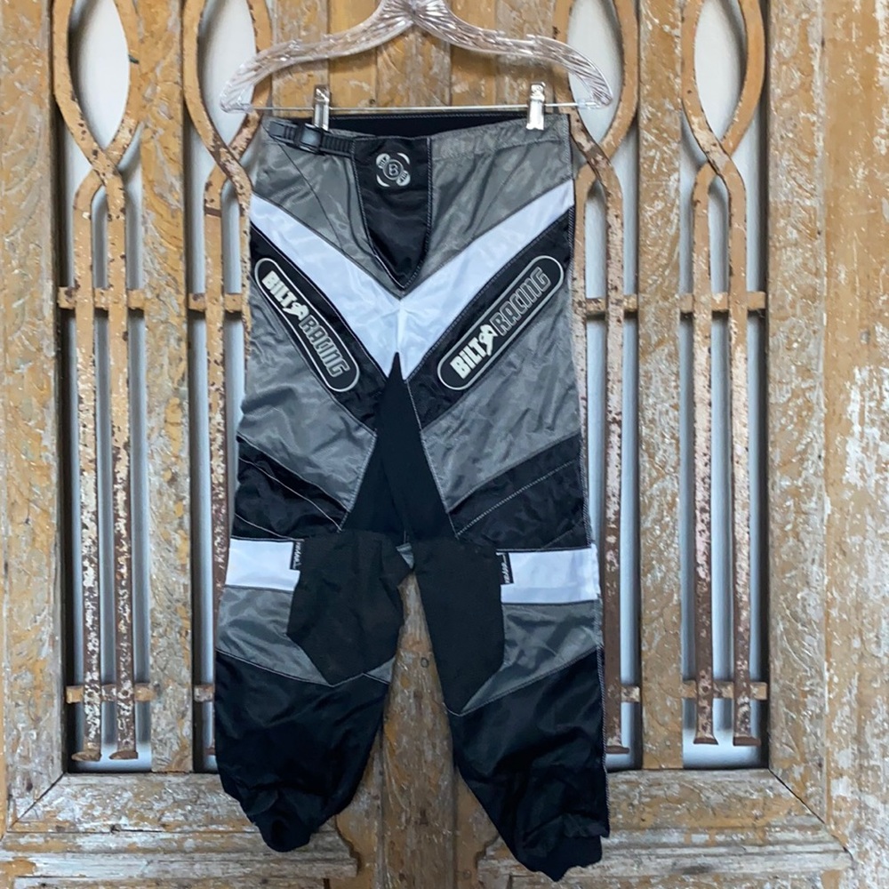 BILT RACING BLACK & GRAY BIKE PANTS BOYS 12 Y / 14 Y